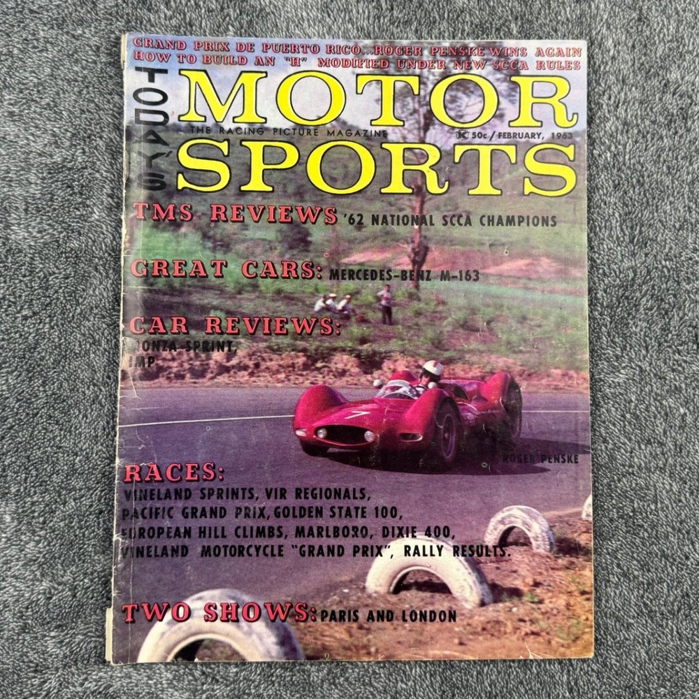 Vintage Todays Motor Sports Magazine February 1963 Roger Penske Grand Prix SCCA